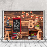 Lofaris Brown Wooden Wall Back To School Cake Smash Backdrop